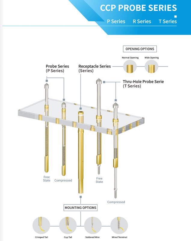 Brass Barrel Stainless Steel Spring Test Probe with 1.0/2.0/3.0N Spring Force for ICT Applications