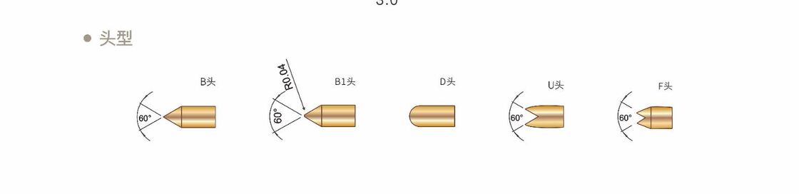 精密試験のための2A電流評価とカスタムサイズを持つ金彩のスプリングテストプローブ