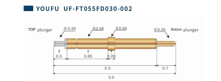 IC試験用の双頭試験探査機のスプリング接触ピン YOUFU UF-FTO55FD030-002